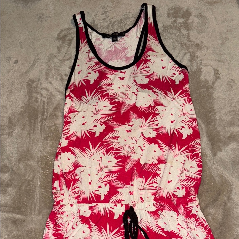 Pink Tropical Print One-Piece Romper